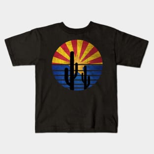 Retro cactus Arizona Flag Kids T-Shirt